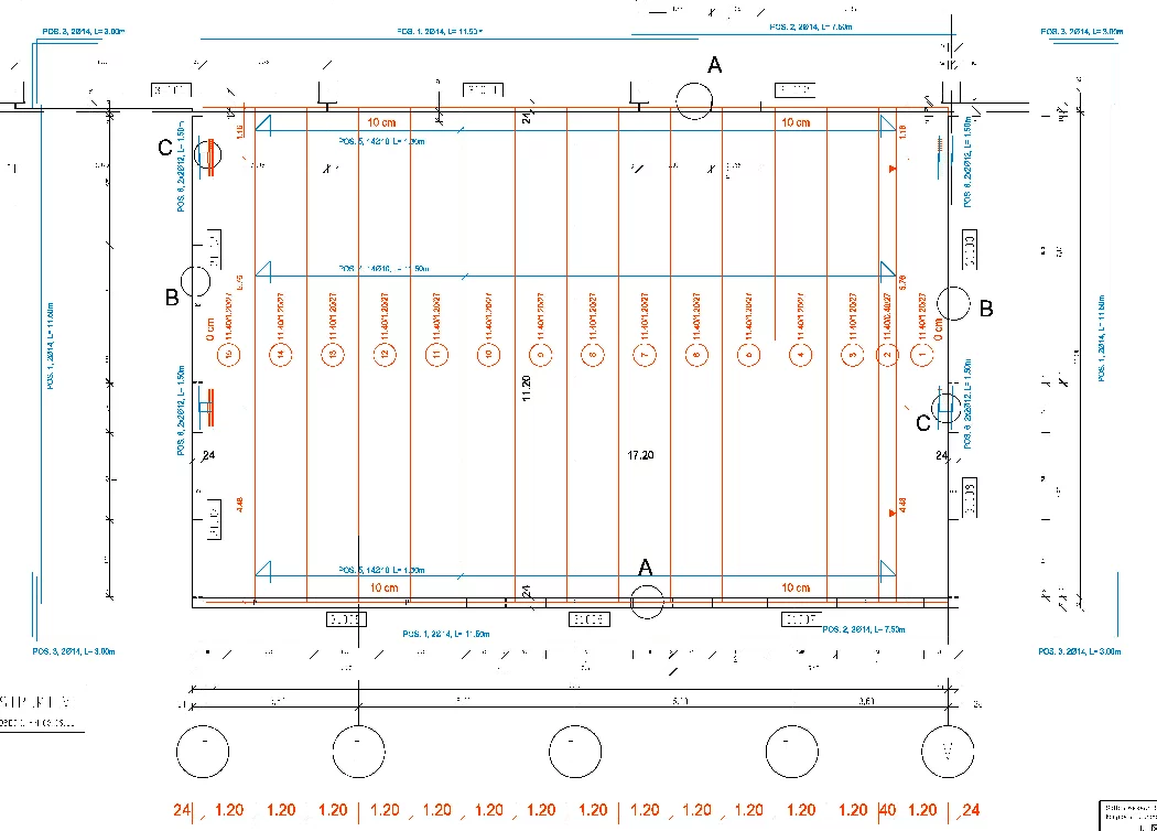 Beispiel Deckenverlegeplan Spannbeton-Hohlplatten MS-Betonwerk