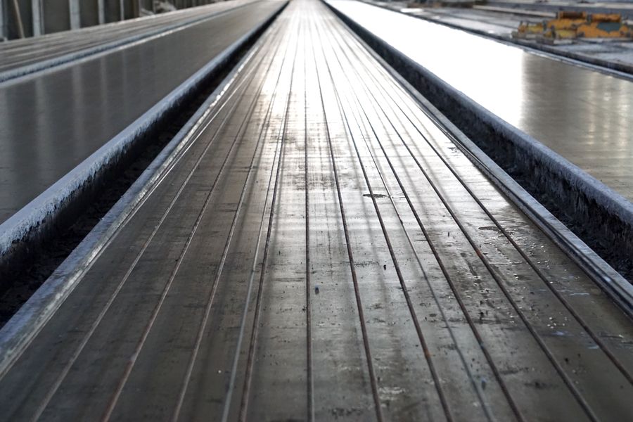 Produktionsbahn Spannbeton-Hohlplatten – Werk MS-Betonwerk Dörth