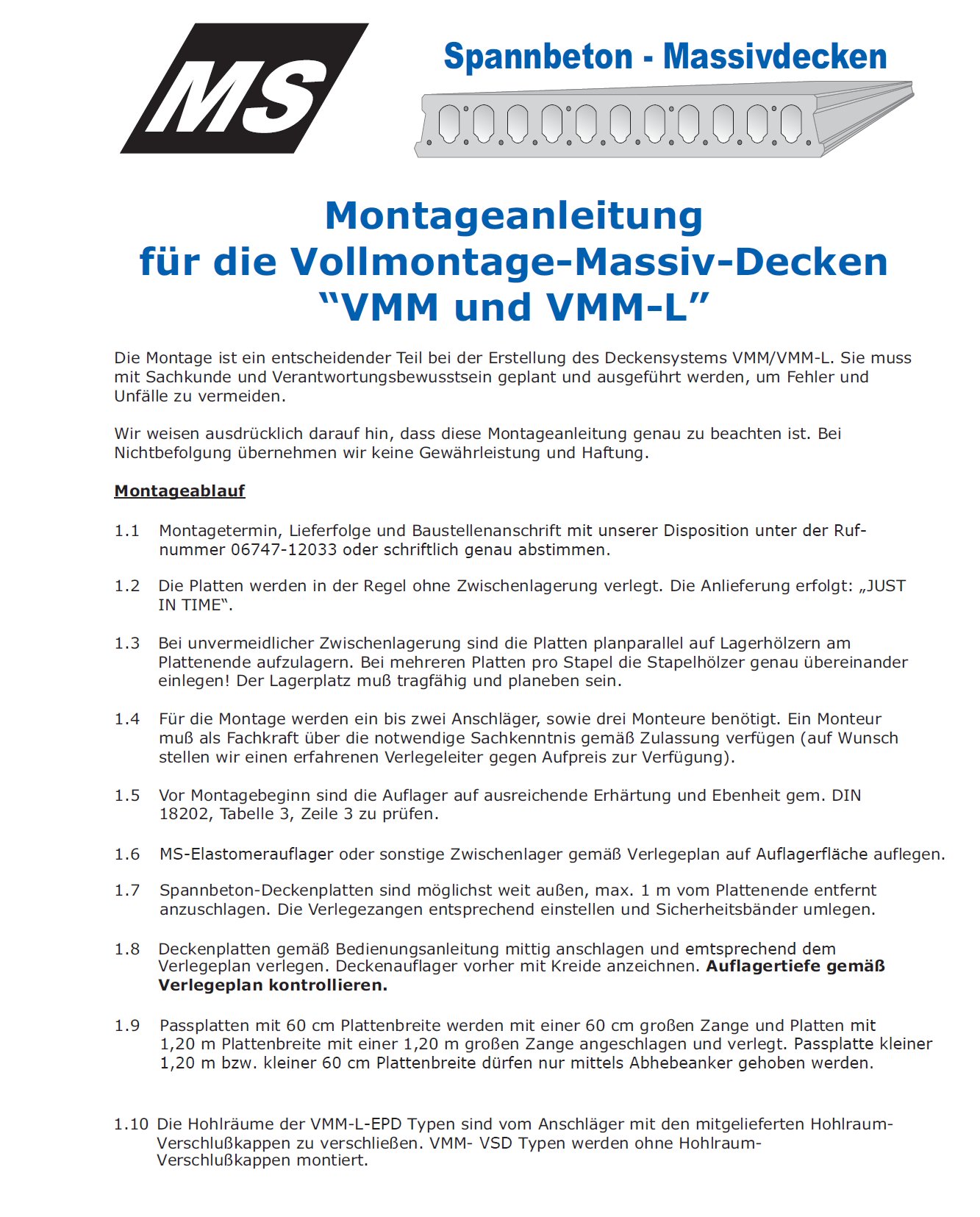Montagehinweise