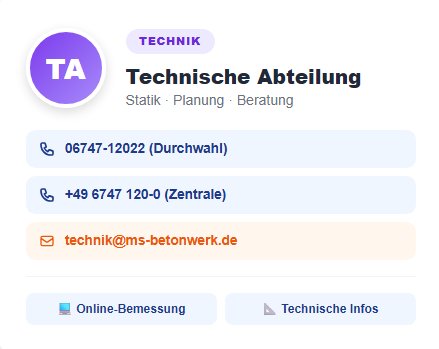 Technische Beratung MS-Betonwerk